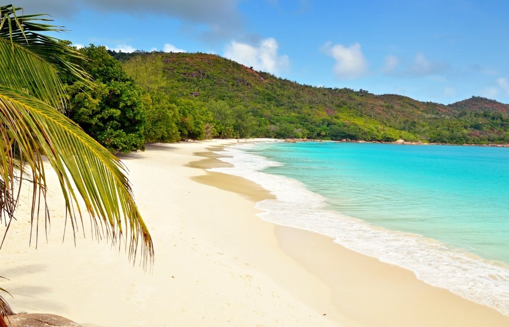 White sandy beach in Seychelles